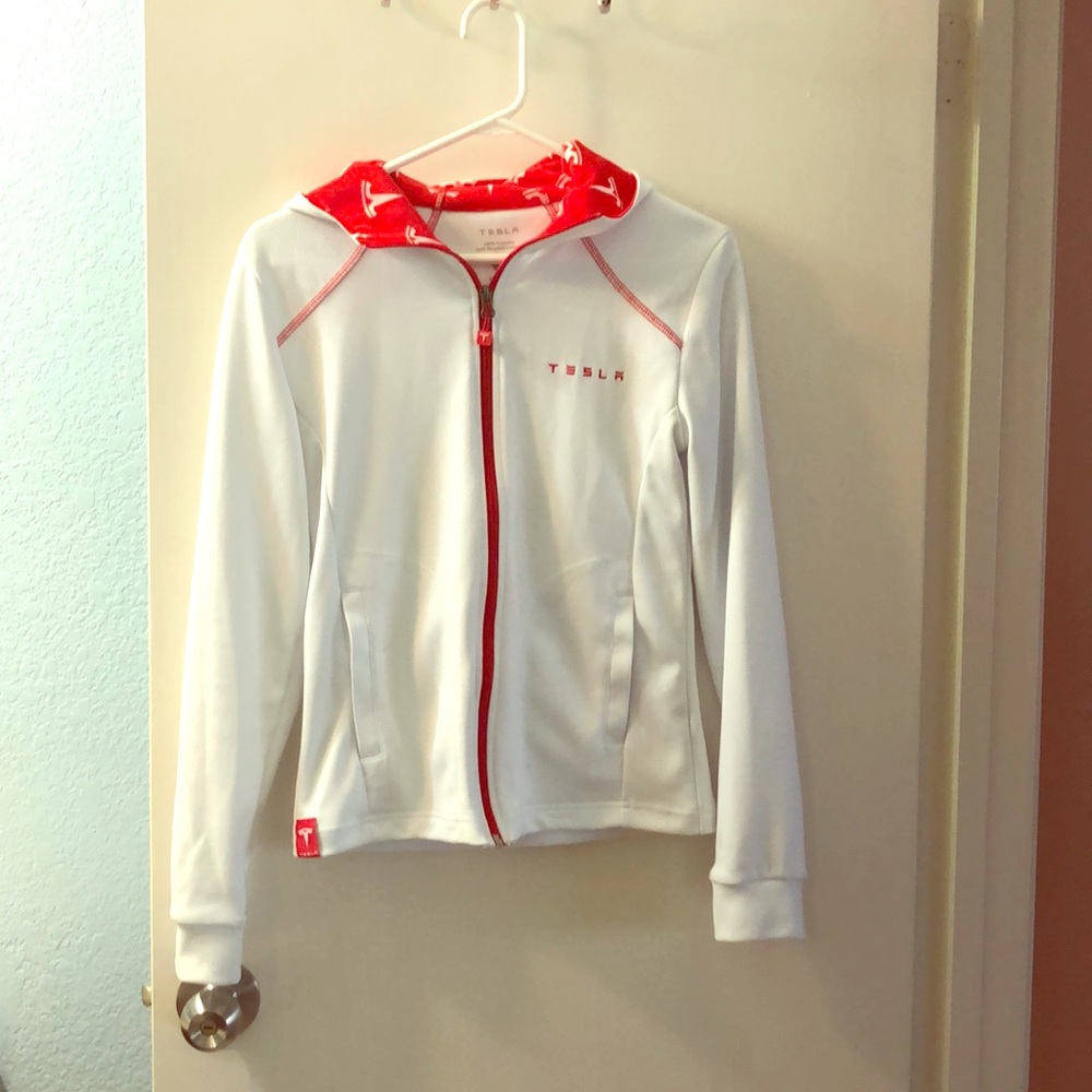 Tesla white hooded jacket